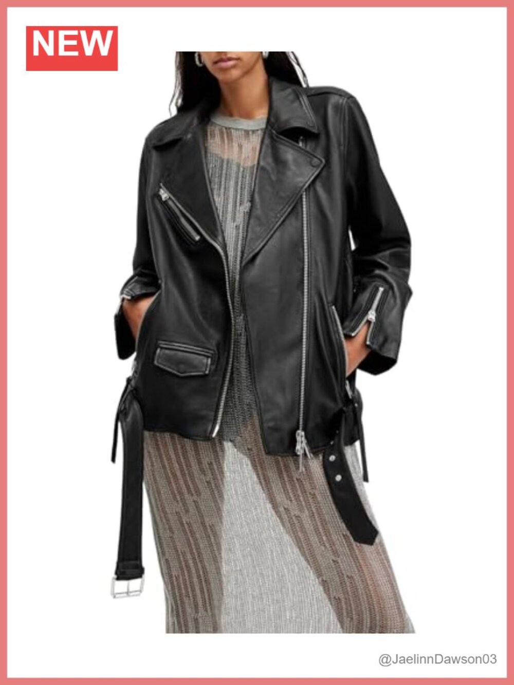 Relaxed Fit Leather Biker Jacket Moto Style